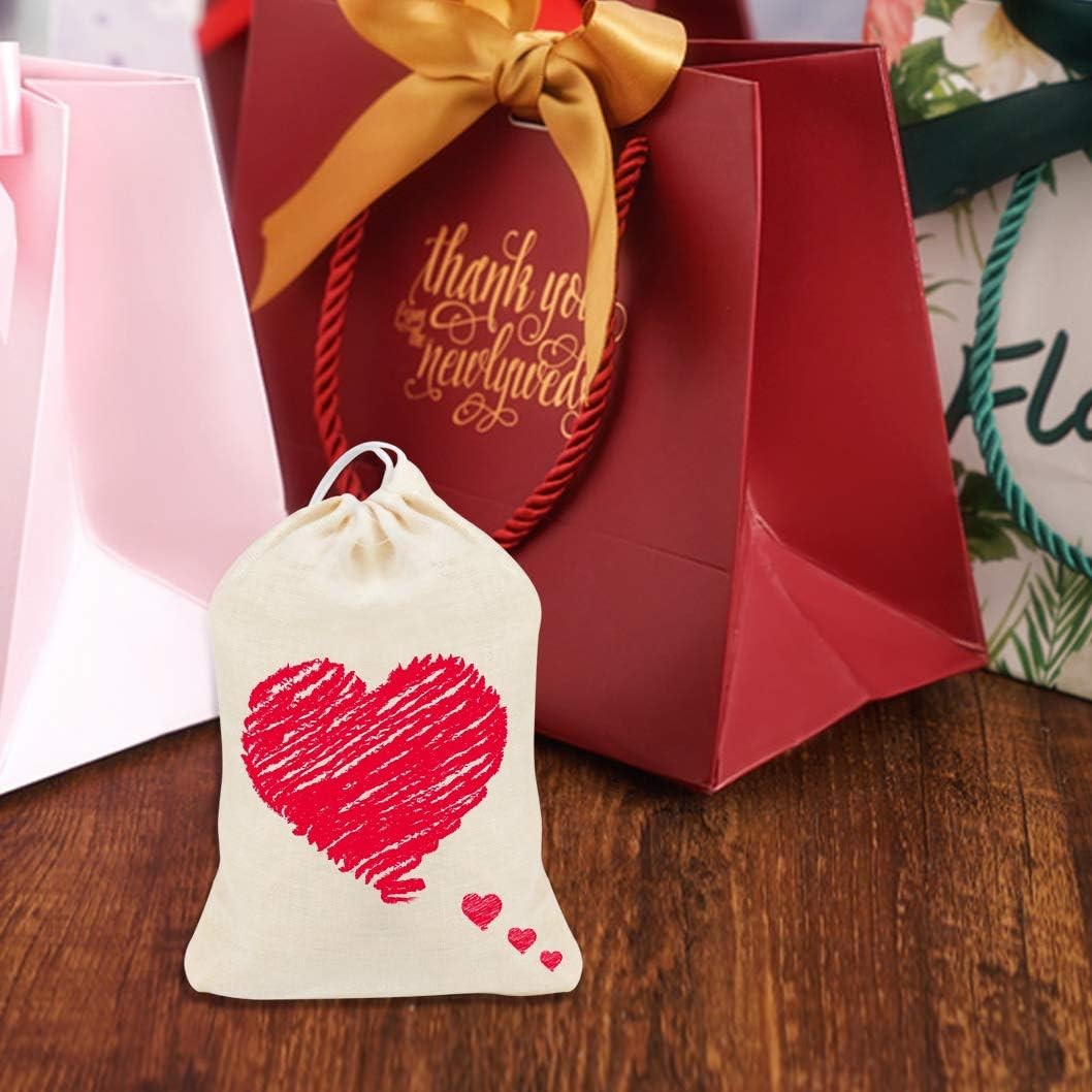 50Pcs Cotton Drawstring Bags, Reusable Muslin Bag Natural Cotton Bags with Draws