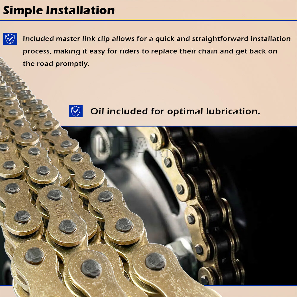 Gold 428 X-Ring Chain 140 Links W/Connecting Master Link for Motorcycle