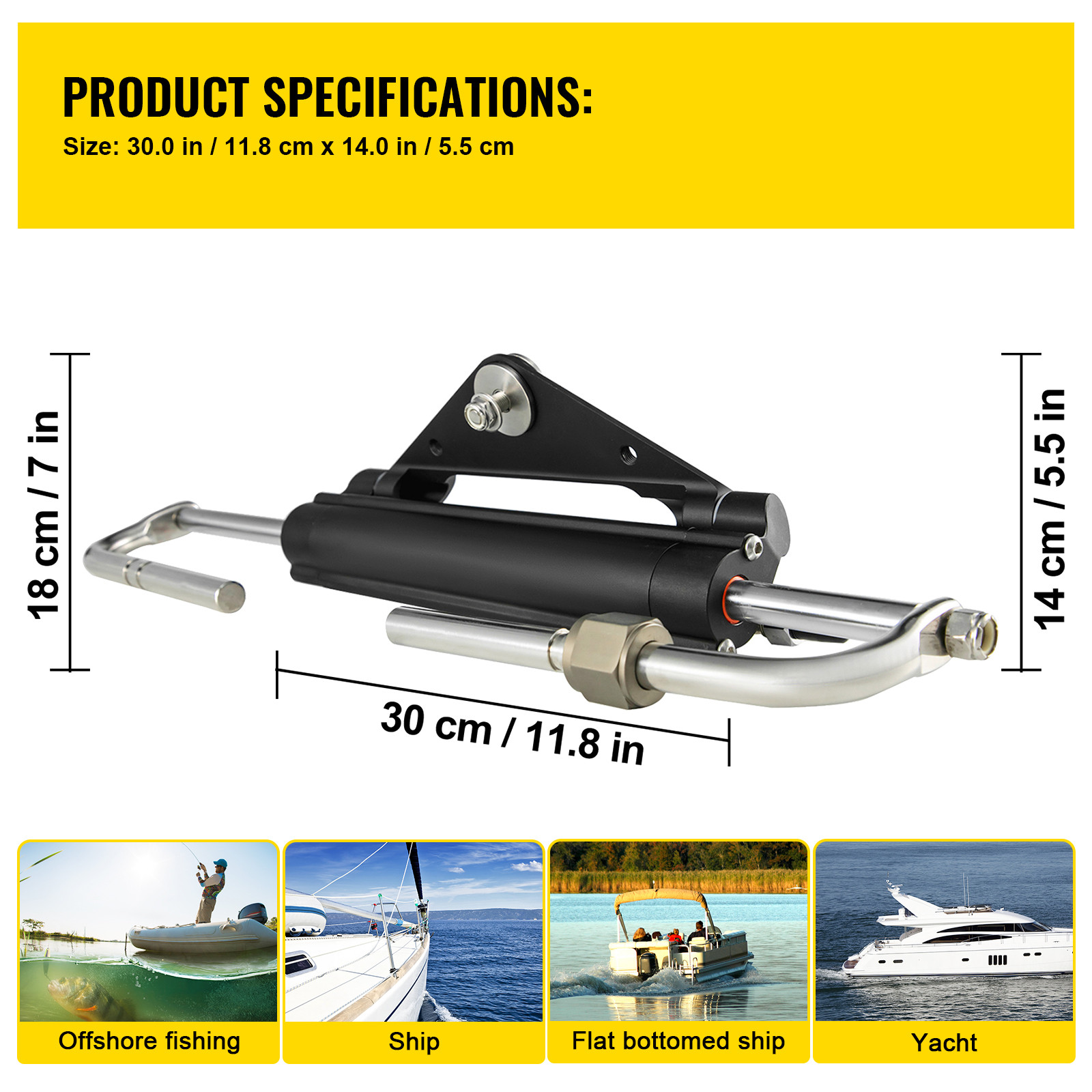 HC4645H Front Mount Hydraulic Outboard Steering Cylinder Ram Up To 150HP