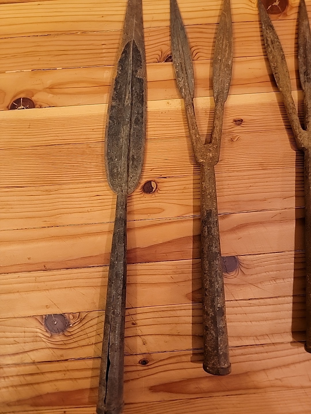 THREE AFRICAN TRIBAL SPEAR HEAD HAND FORGED SET