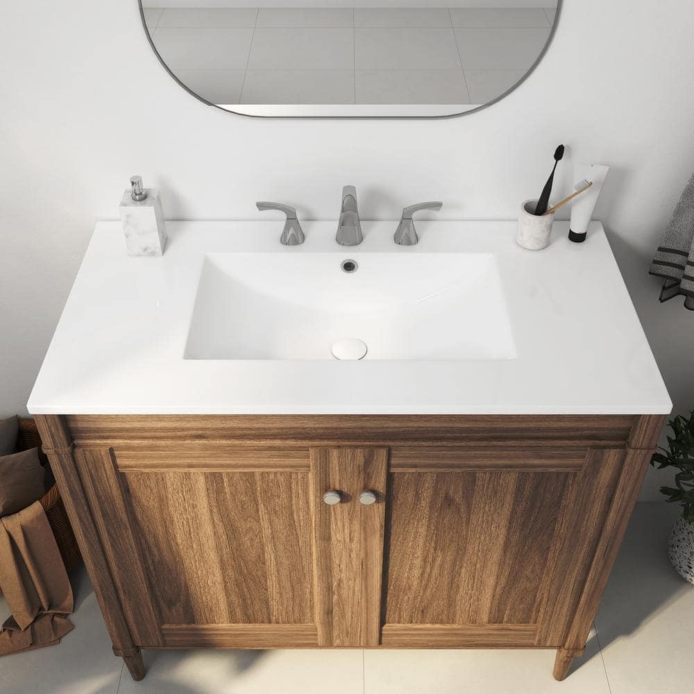 Eridanus Tucson 36"x18" Vitreous China Vanity Top White Single Sink 3-Hole 8"