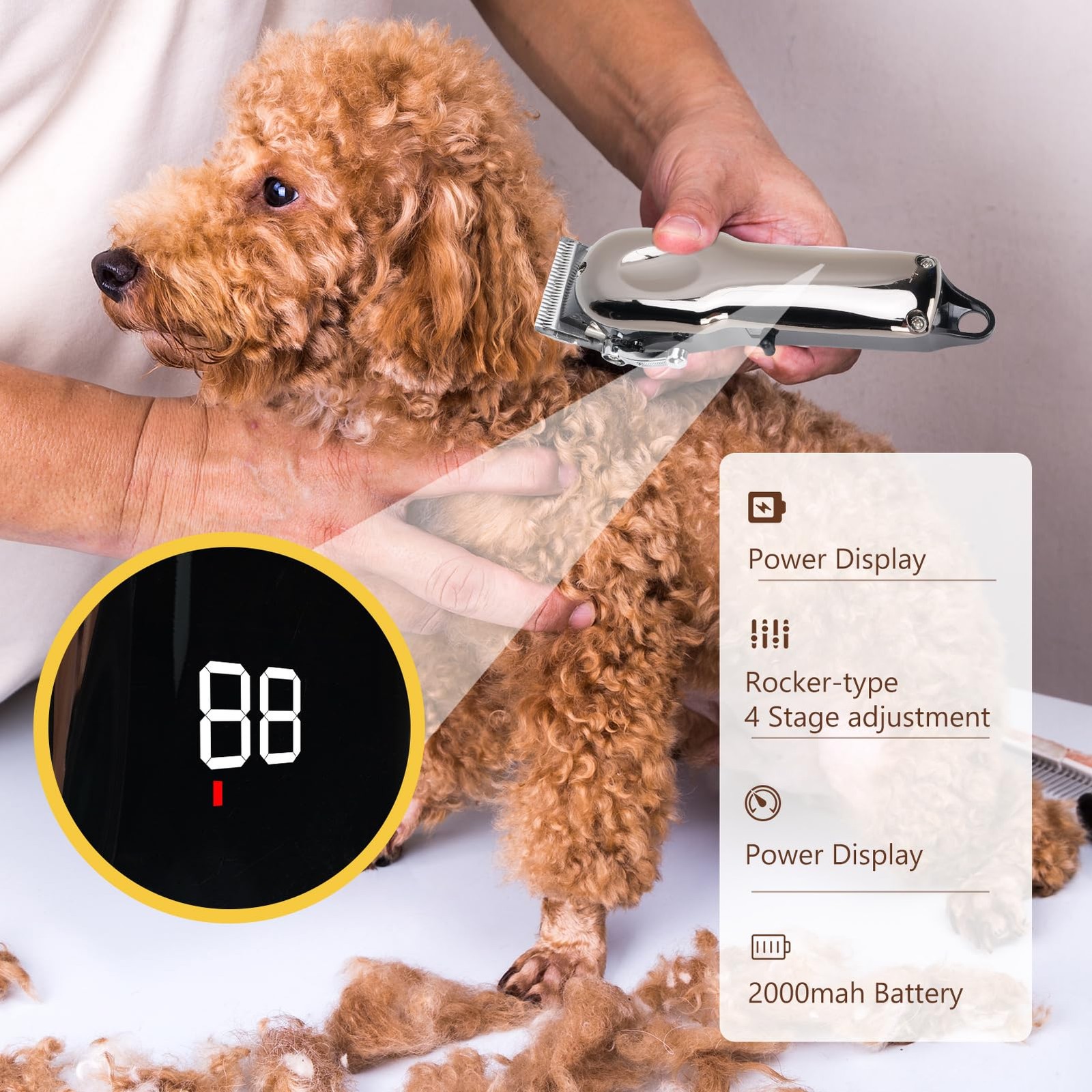 Horse Clippers, Rechargeable Cordless Horse Body Clippers, with 4 Detachable ...