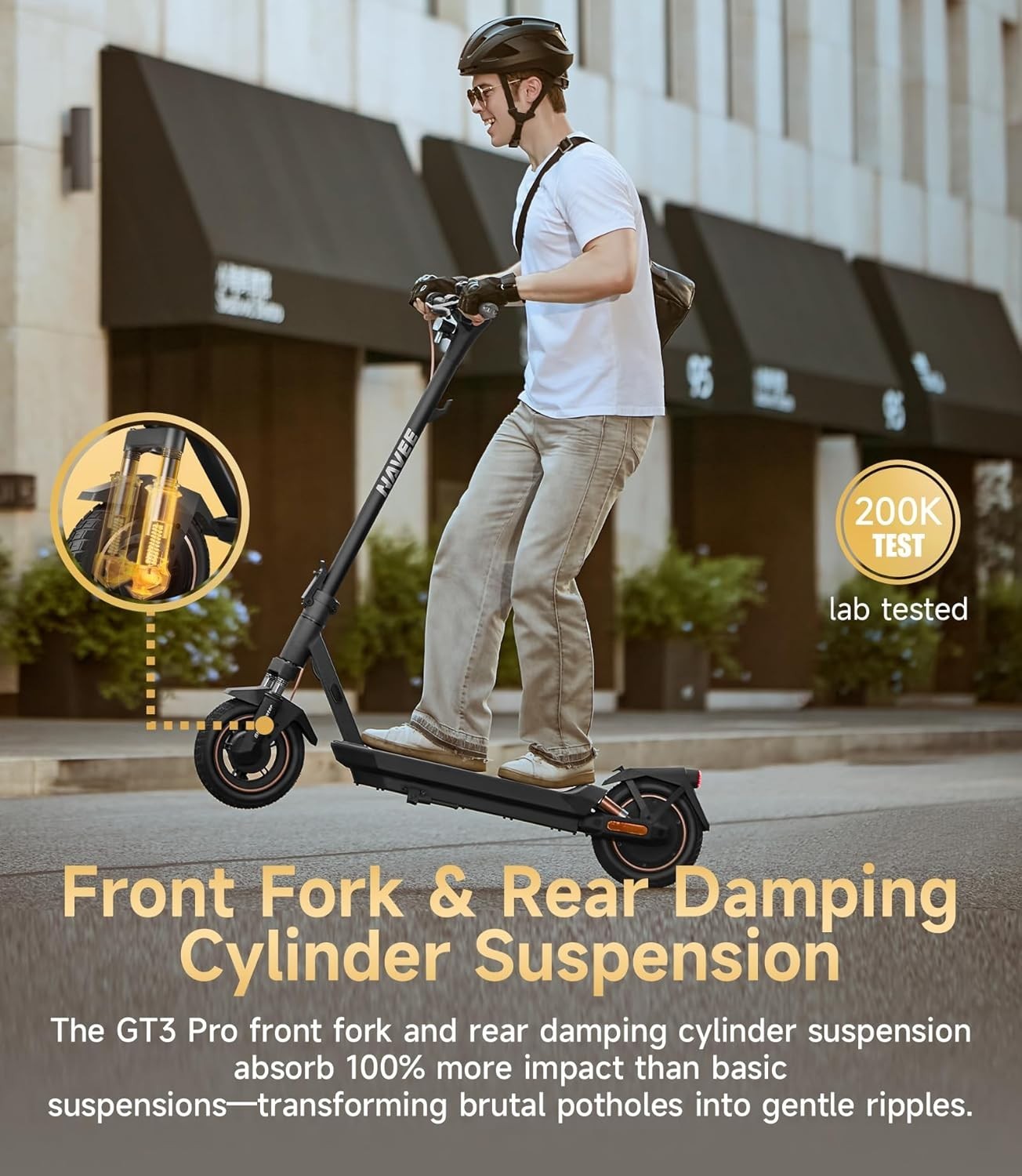 NAVEE GT3PRO Electric Scooter Adults 20MPH Foldable E-Scooter Suspension 10"Tire