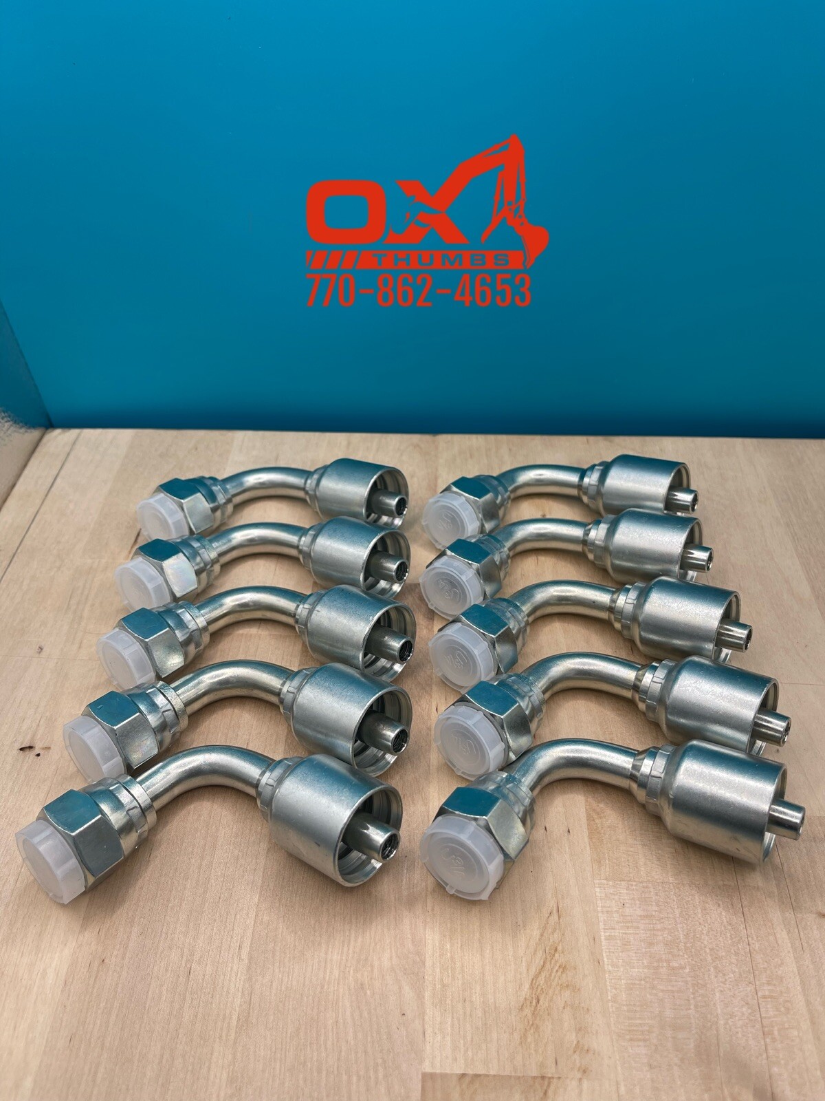 10 Parker Style 13943-10-8 Hydraulic Hose Crimp Fitting 1/2” Hose X 5/8” FJIC 90