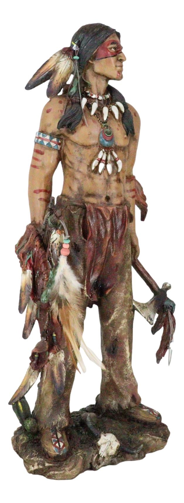 Native American Indian Eagle Warrior Tribal Hero With Axe And Shield Figurine