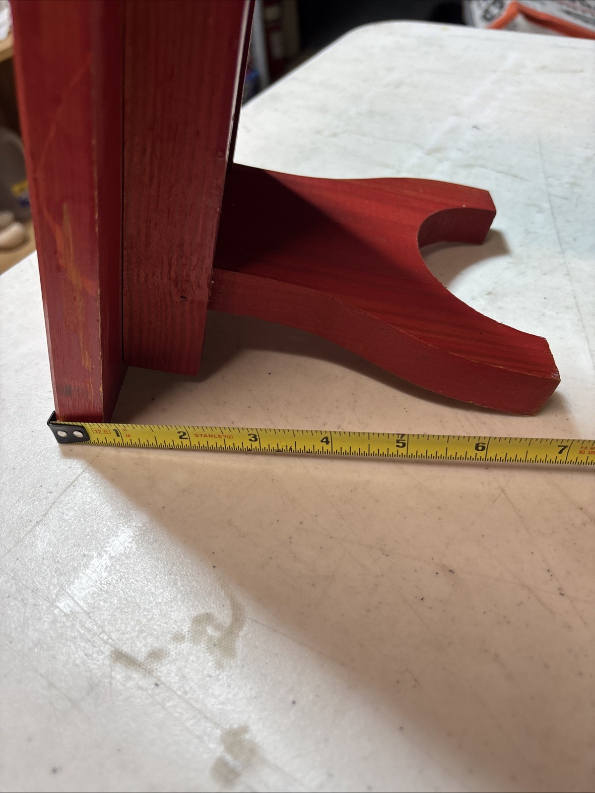 WOODEN 11.5” Plant Stand, Garden Bench, Footstool, Kitchen, Bath, Red Painted