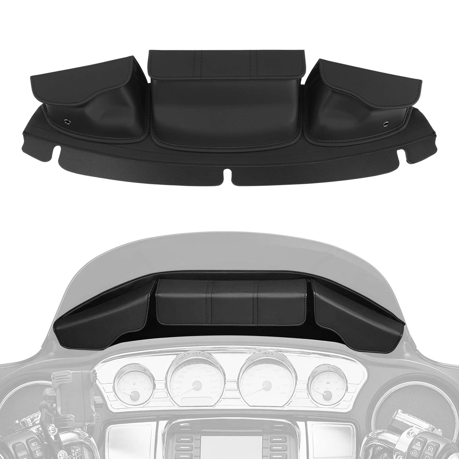 3 Pocket Windshield Bag Pouch For Harley Touring Electra Street Glide 2014-2022