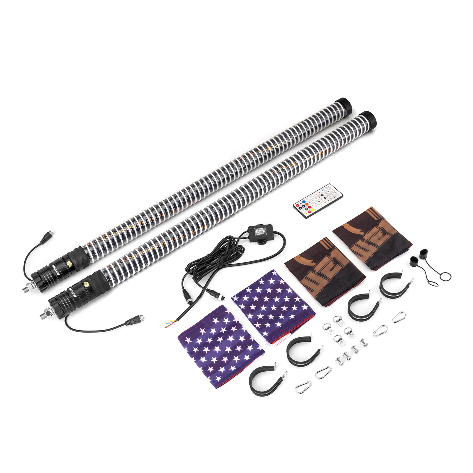 2x 3FT COB Thick LED Whip Spiral Chasing RGB Fat Whip Lights For Can Am Polaris