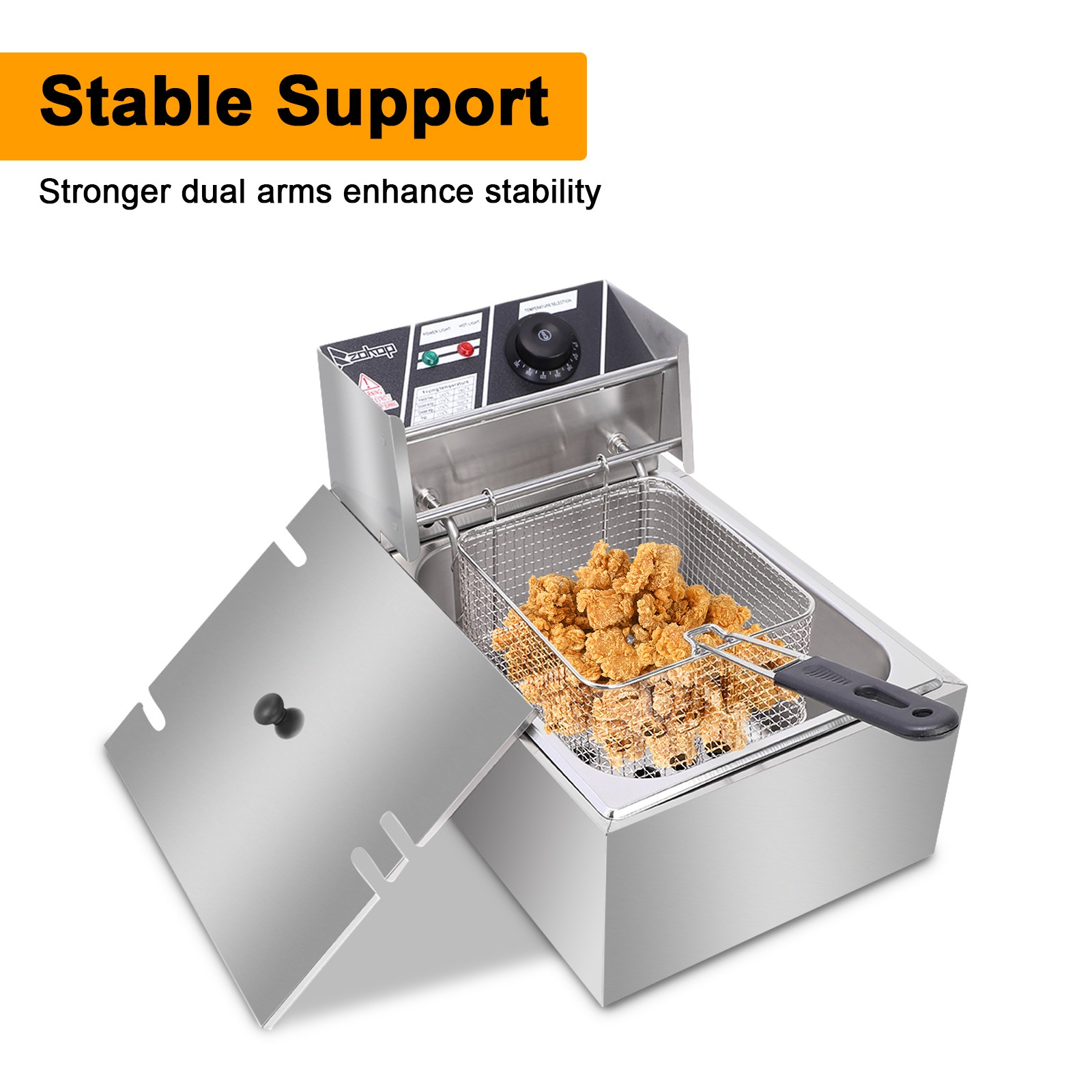 2500W 6L Commercial Electric Deep Fryer Restaurant Stainless Steel 10.5QT W/Lid