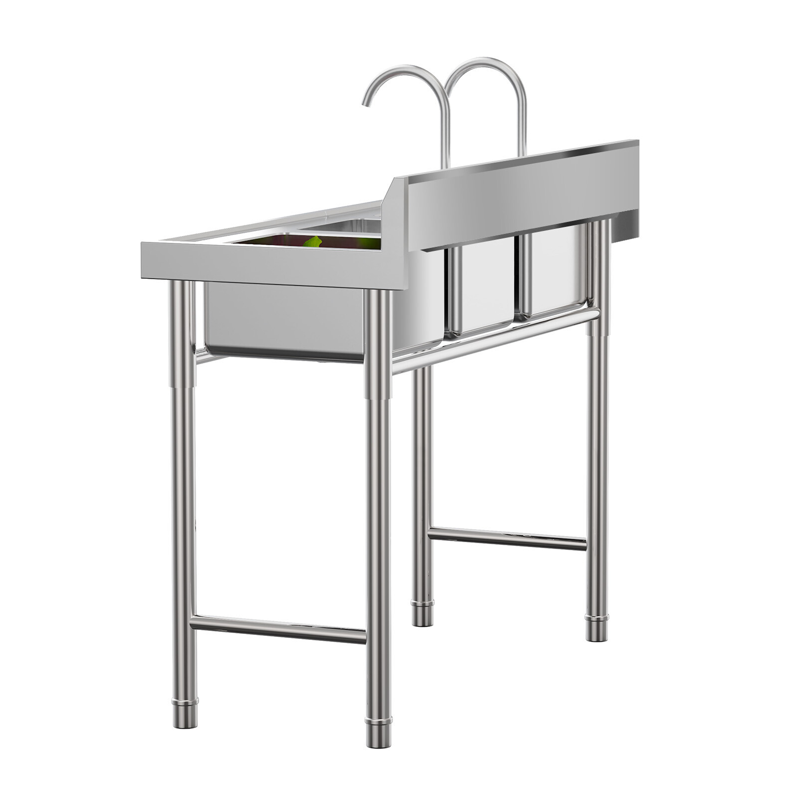 Commercial Stainless Steel 3-Compartment Sink for Kitchen & Catering Use