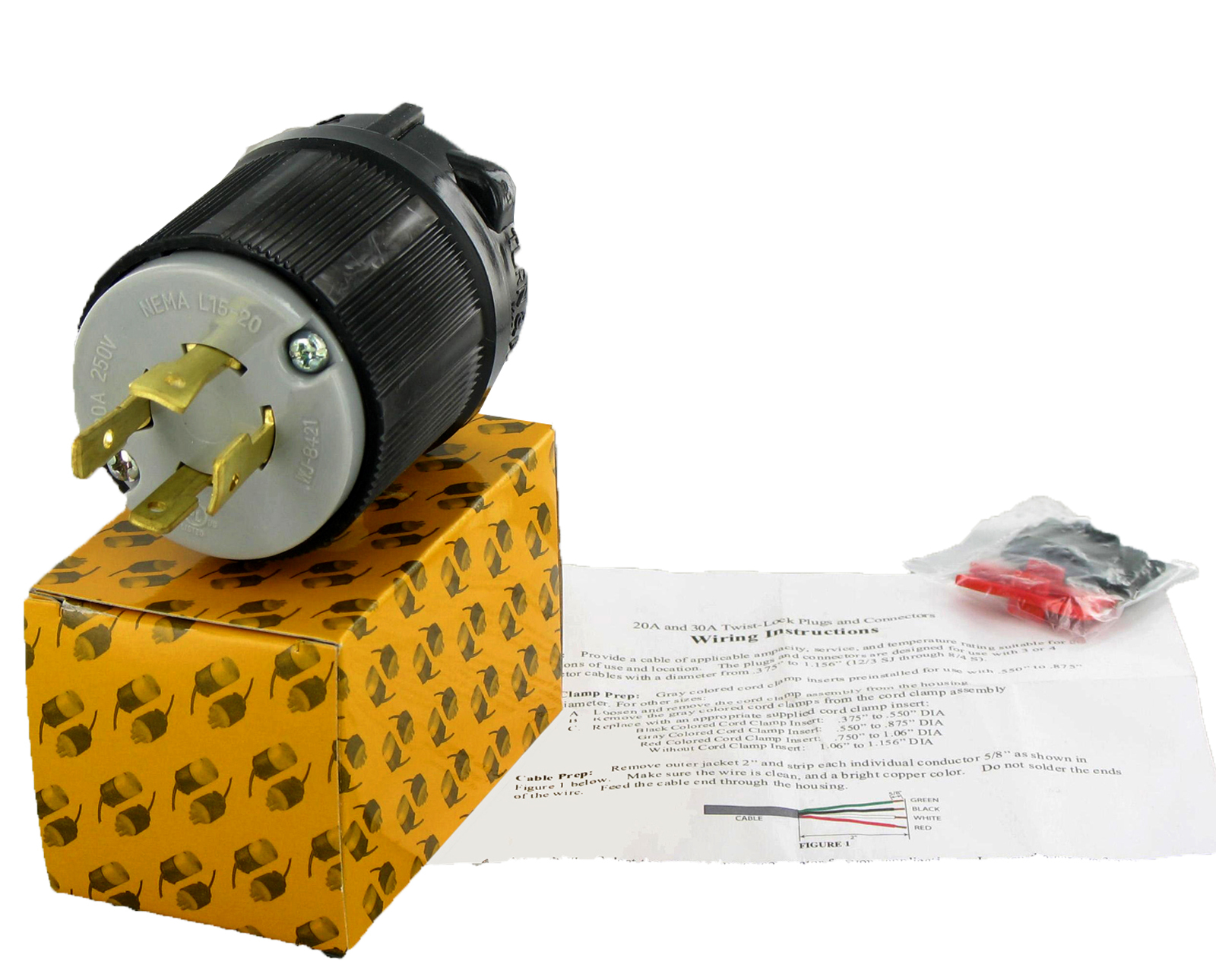 NEMA L15-20 20A 250 Volt 3Ø 3P 4W Grounding Plug