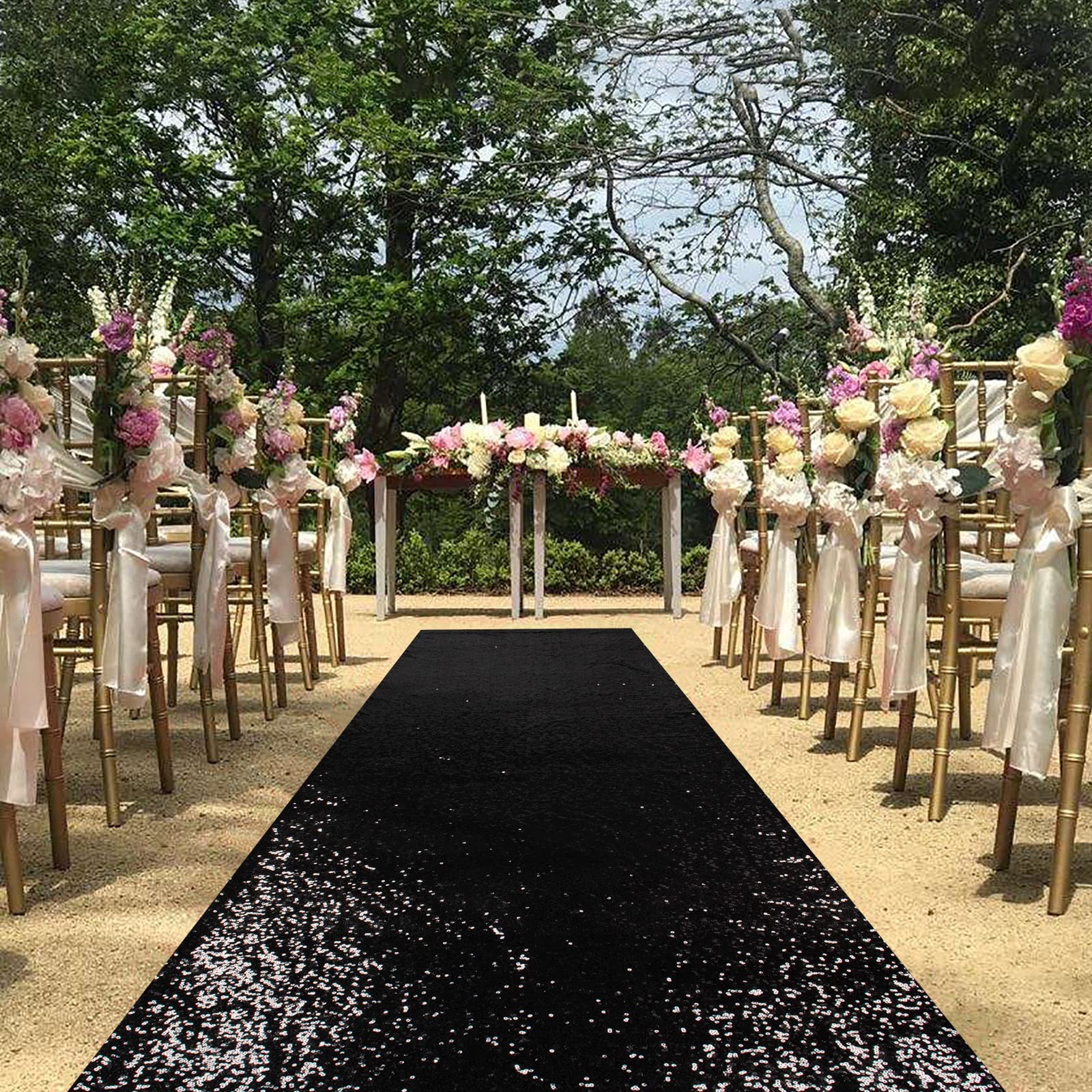 Sparkling Sequin Aisle Runner 4FTx20FT - Black Glitter Wedding Carpet,Sparkle...