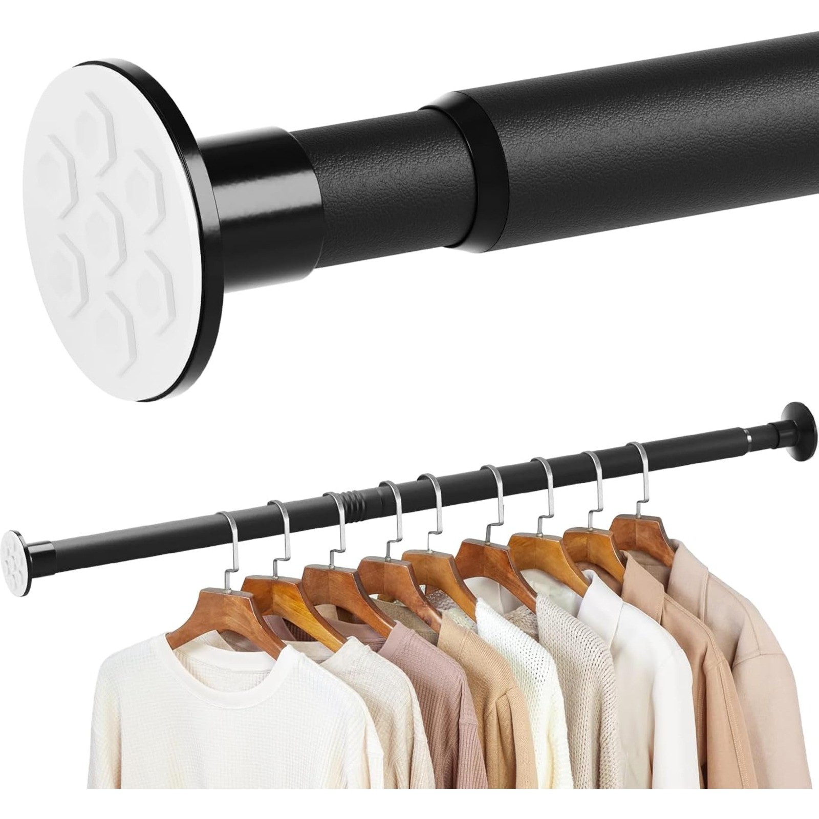 No Drilling Closet Rod for Hanging Clothes Closet Wardrobes Bathroom Laundry