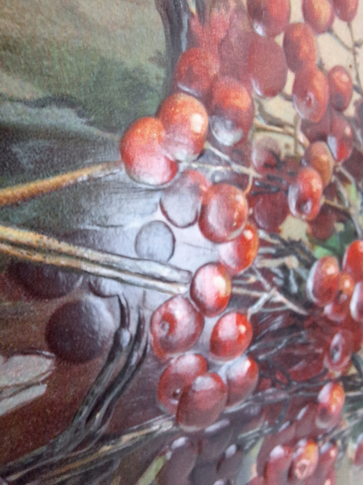 Game Birds Victorian Quail Cranberries Antique Embossed Chromolithograph