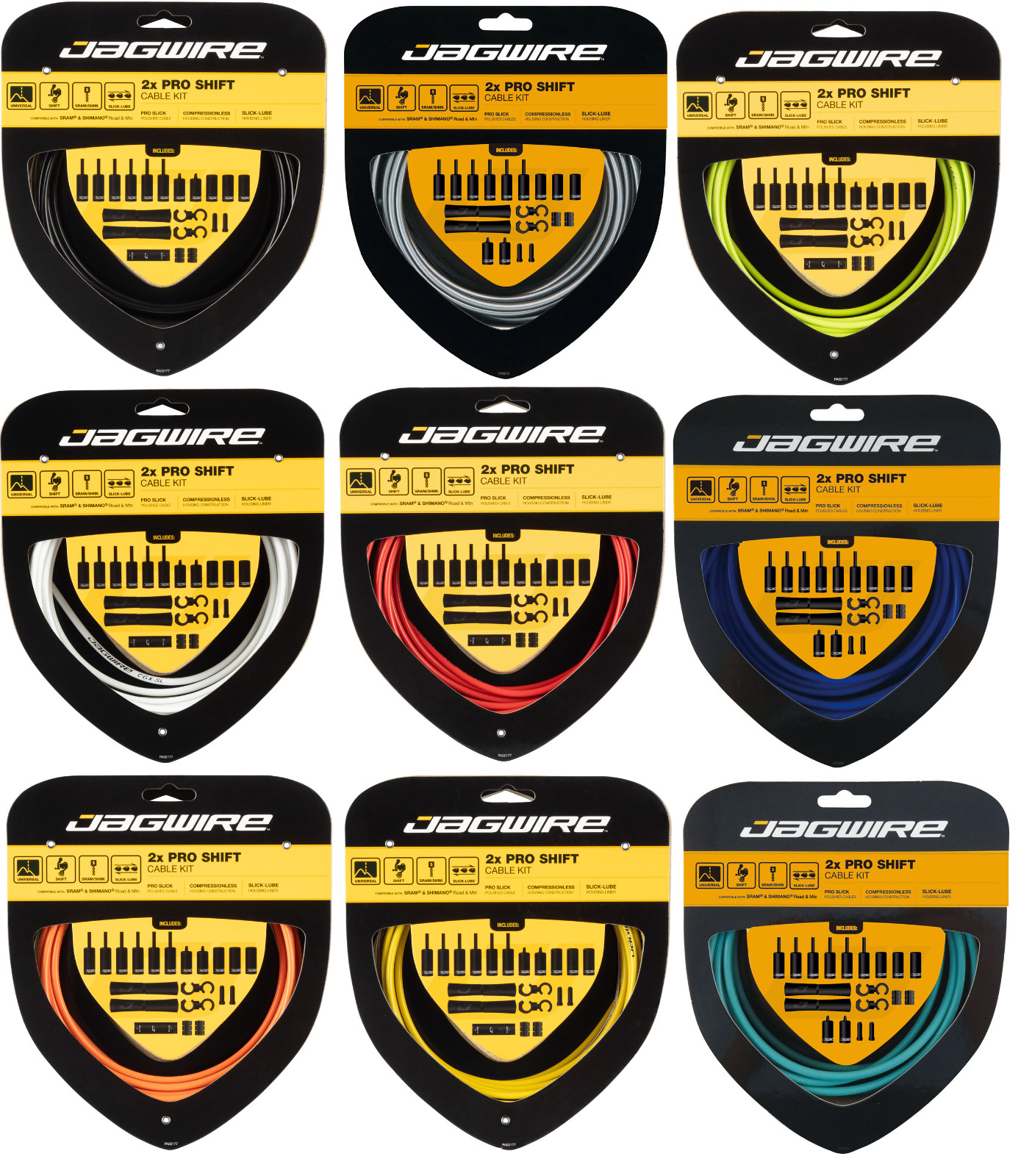 Jagwire Pro 2X Shift Kit | Road/Mountain | Fits SRAM/Shimano | All Colors