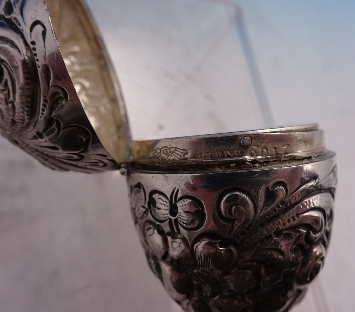 Shiebler Sterling Silver Nutmeg Sifter in Egg Form #3017 2 1/8" x 1 3/8" (#8733)