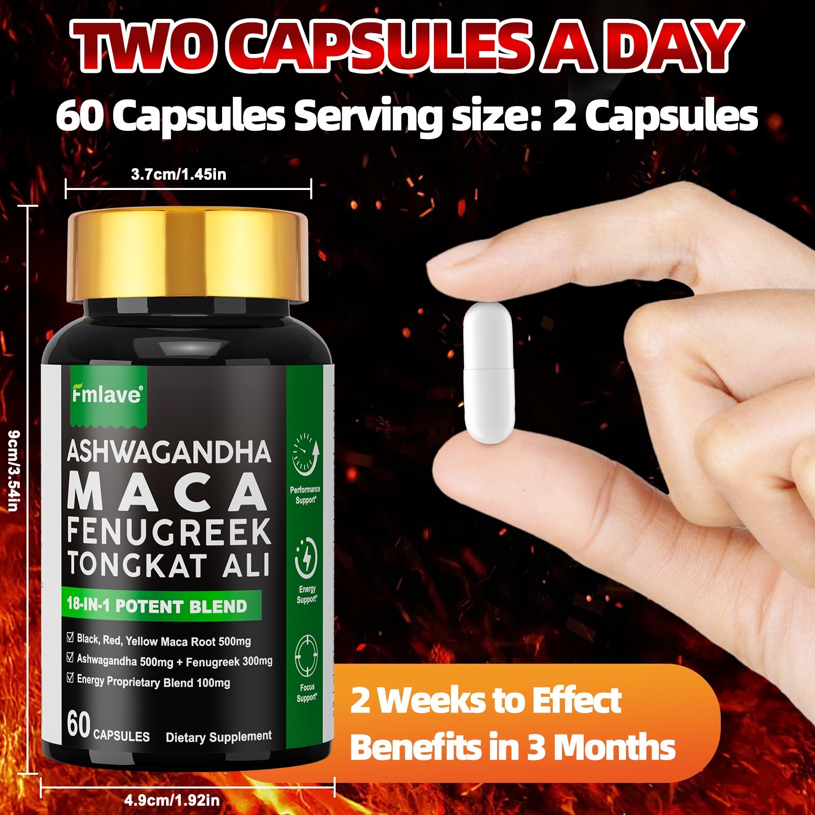 Maca Root, Ashwagandha, Panax Ginseng Fenugreek Extract Male Enhancing 60 Caps