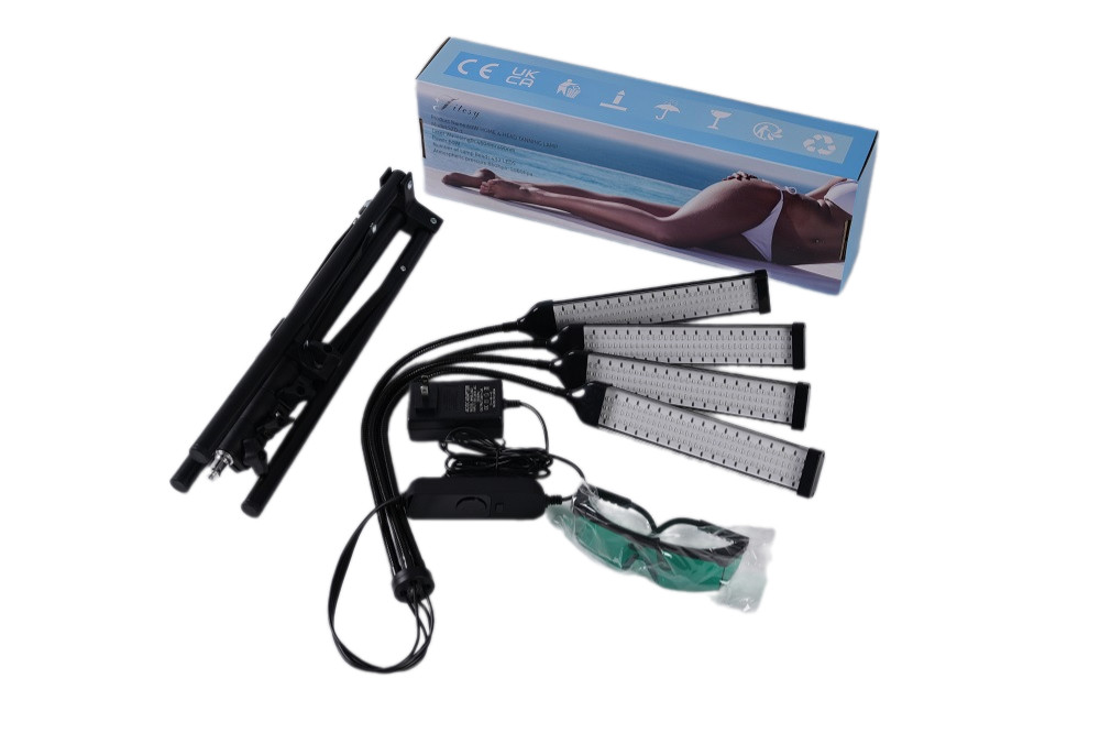 UV Tanning Lamp Facial Body Nature Bronzer Self-Tanner Light 432LED With Goggles