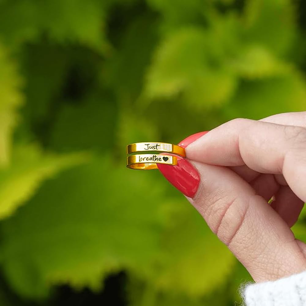 LIU JUN Just Breathe Ring, Gold Stainless Steel Adjustable Spiral Heart Wrap