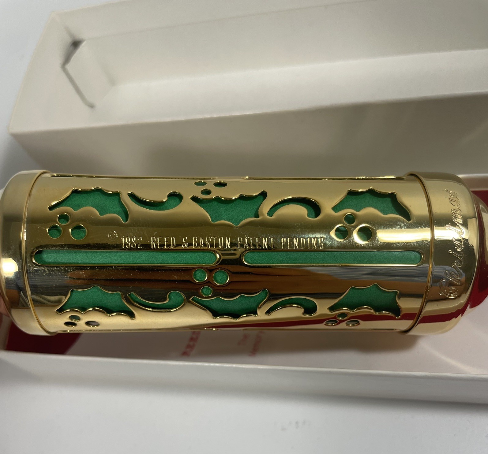 Vintage REED & BARTON Christmas memory ornament Gold-Plated Time Capsule 1982