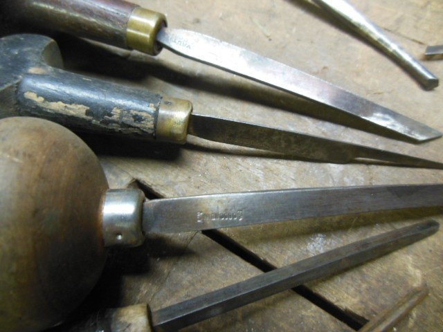 Vautier Hewes vintage engraving tool lot used chisel craft tools