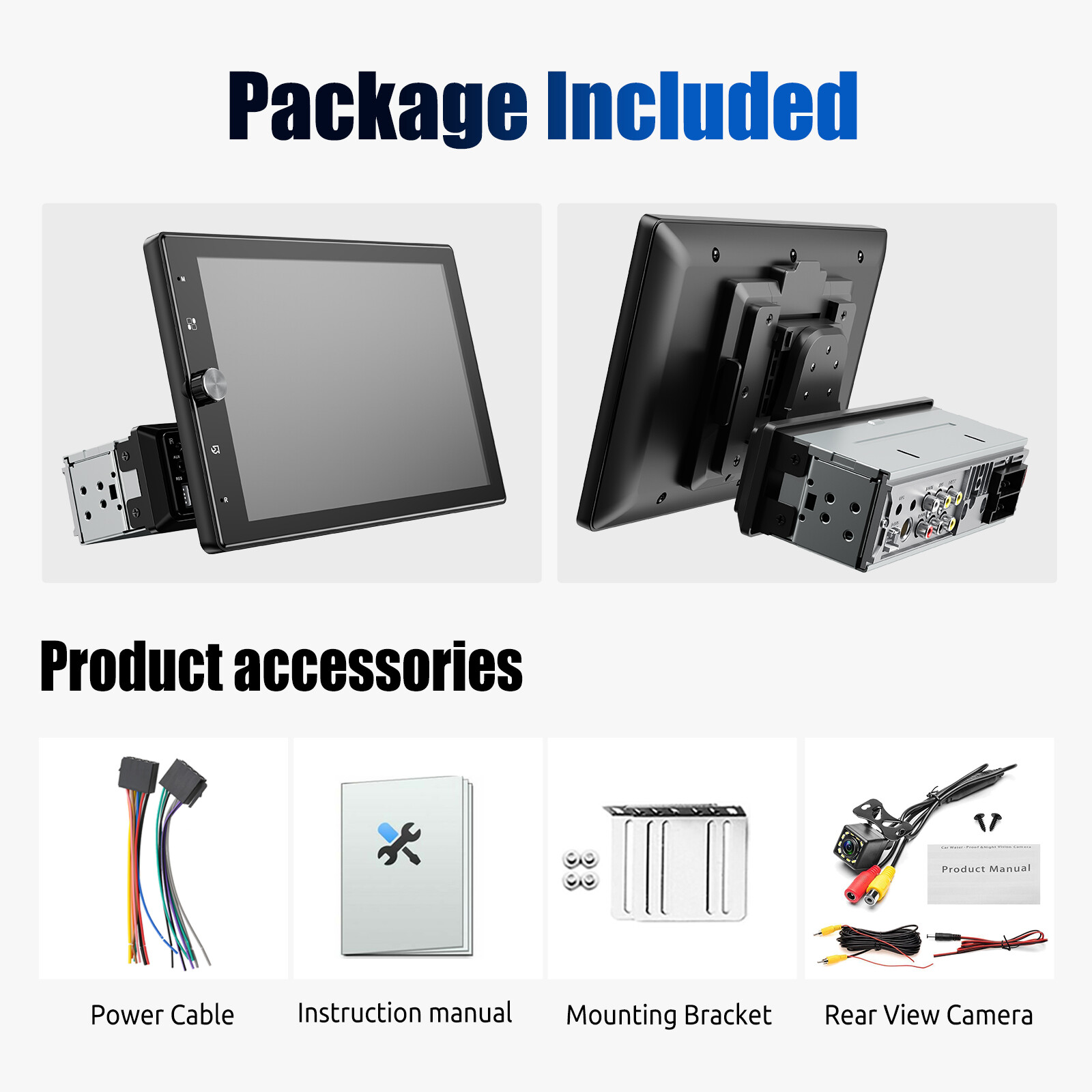 10.4" Single Din Touch Screen Stereo Bluetooth Radio Apple/Android Carplay+CAM