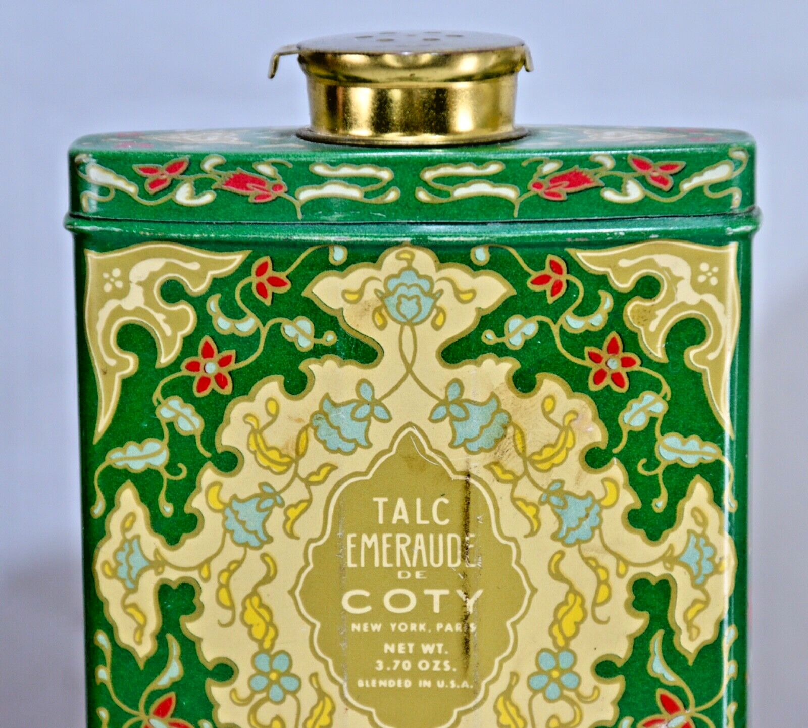 Vintage Advertising Perfume Talcum Powder Tin Emeraude Coty, Egyptian + Lot of 4