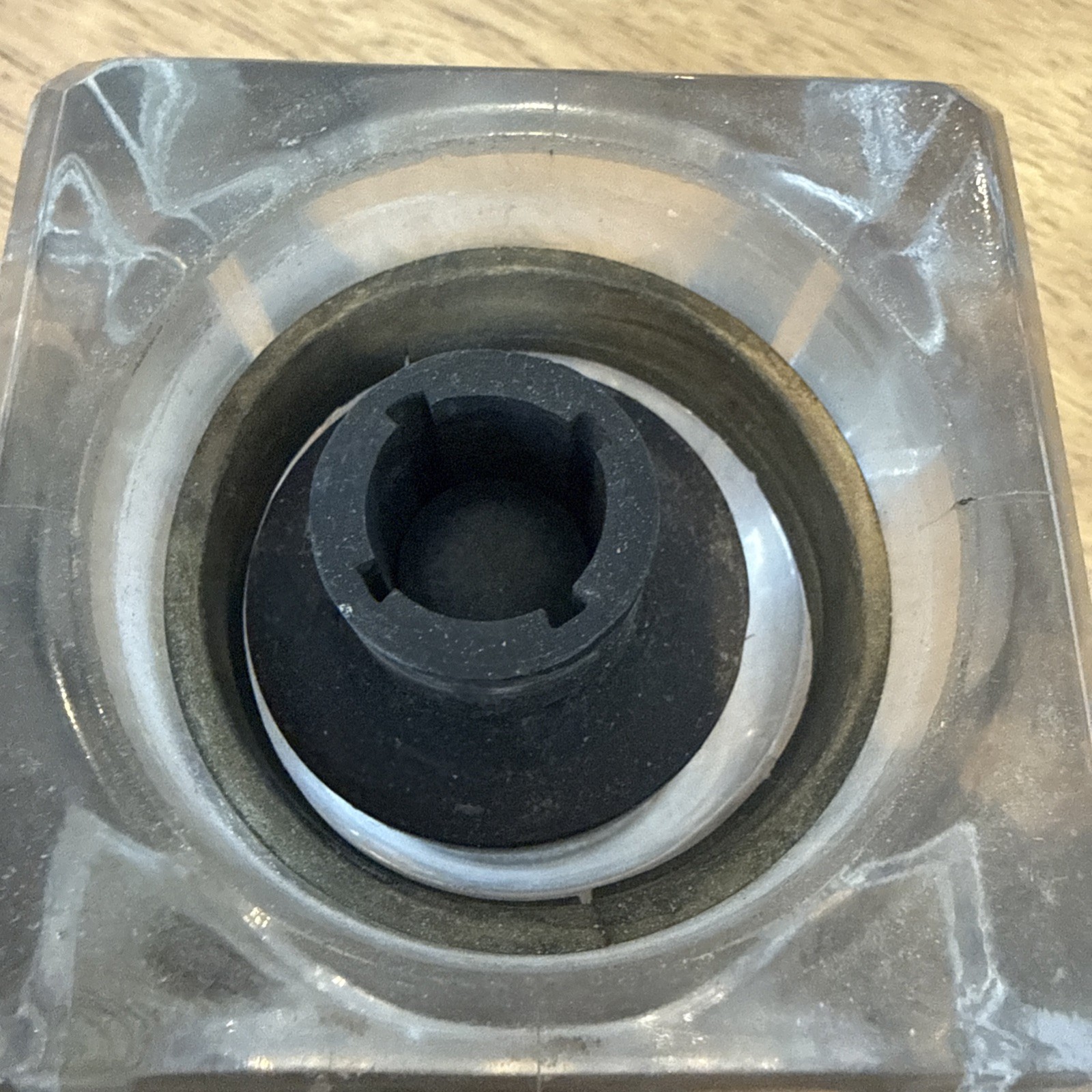 NON SPILLING INKWELL LATE 1800’s Early 1900’s GLASS WITH METAL COLLAR & CAP