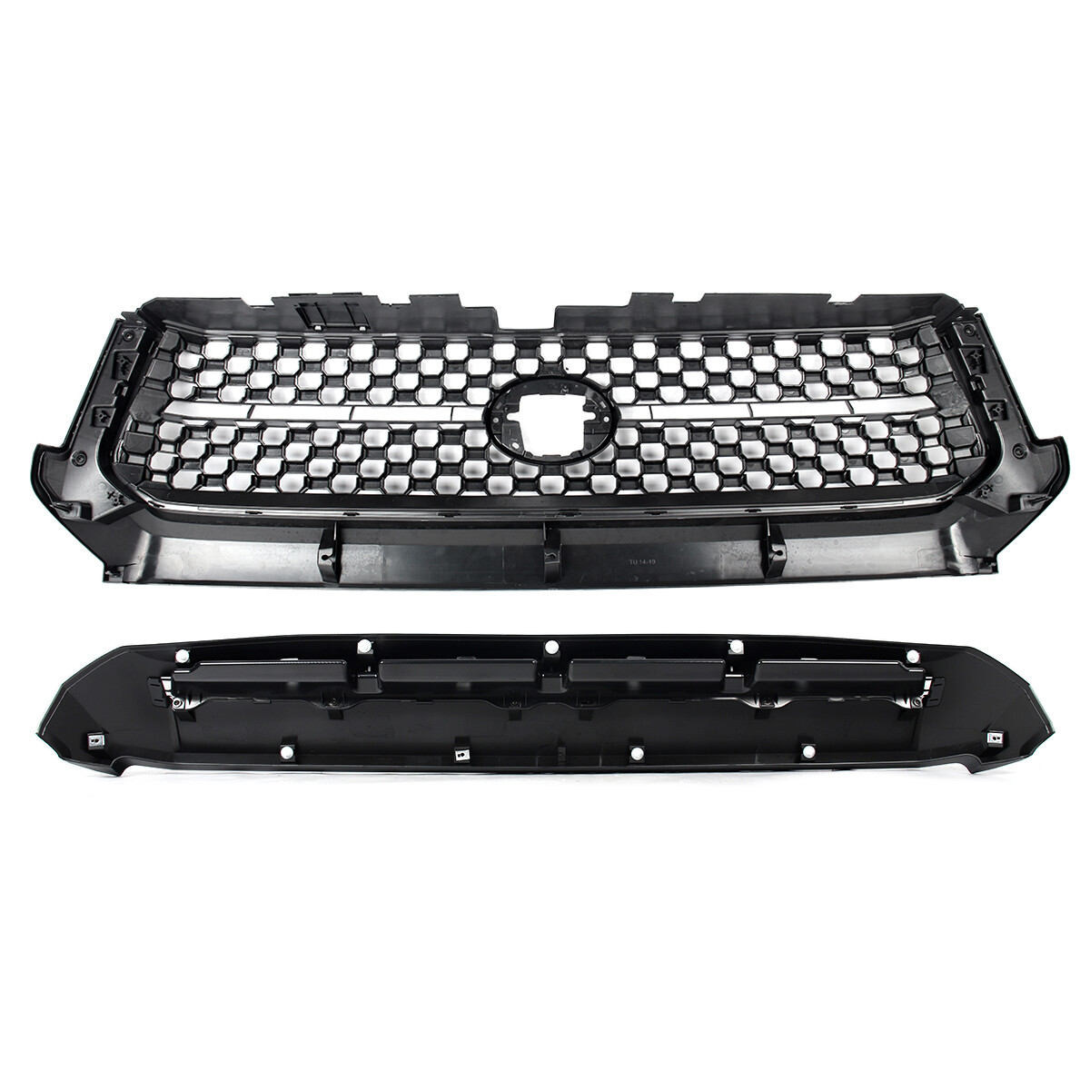 For 2014-2021 Toyota Tundra Matte Black Front Grille & Hood Bulge Molding Set