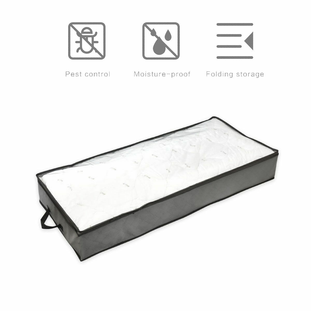 2 Pack Flexible Zippered Under Bed Storage Bag Large Underbed Clothes Storage US