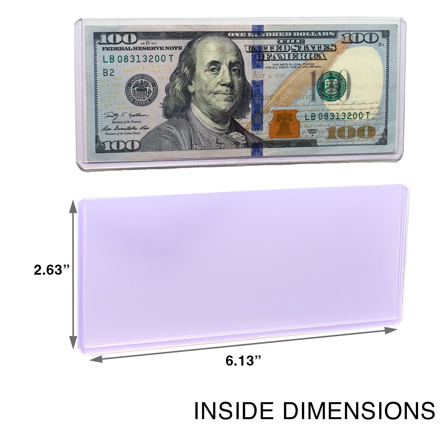 Currency Toploaders Rigid Holders for US Banknote Bills Premium Hard Sleeves