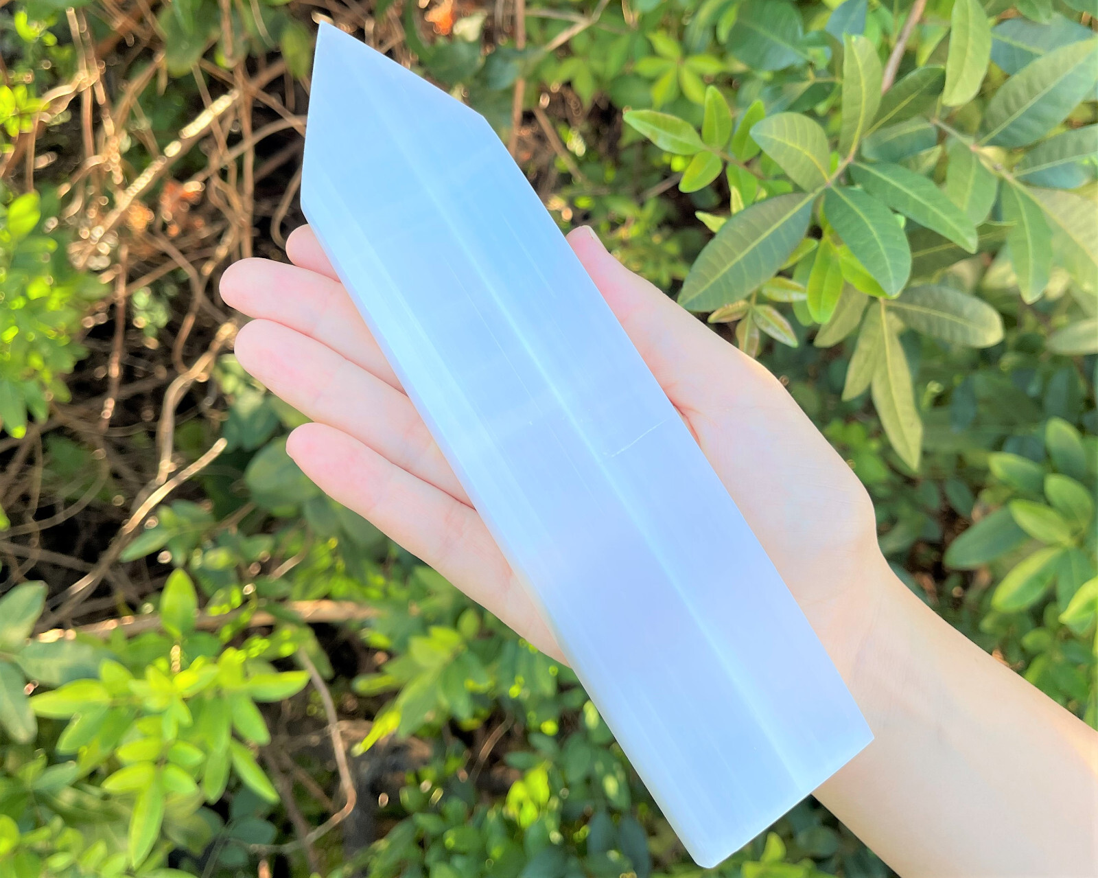 LARGE 8" Polished Selenite Charging Station With Point, Crystal Selenite Plate