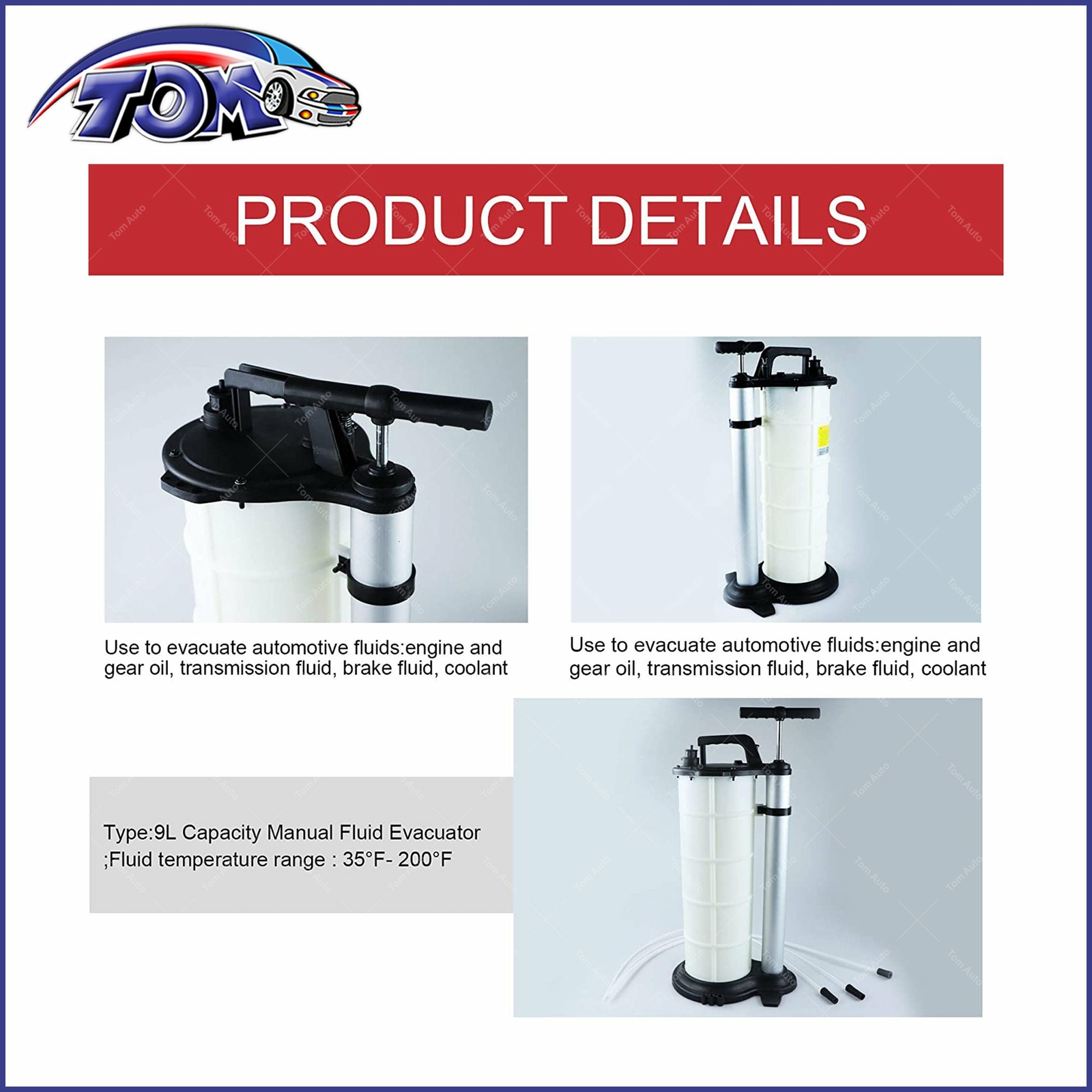 9 Liter Oil Changer Fluid Extractor Manual Hand Operated Vacuum Transfer Pump