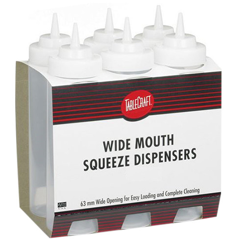 TableCraft Wide Mouth Squeeze Bottle Clear, 32 oz., Plastic | 6/Pack