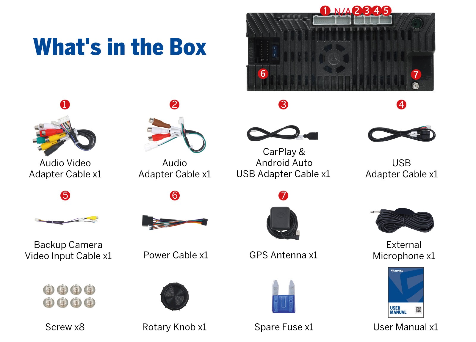 Android 14 7" IPS Double DIN GPS Wireless CarPlay Car Stereo Receiver BT 5.4 SWC