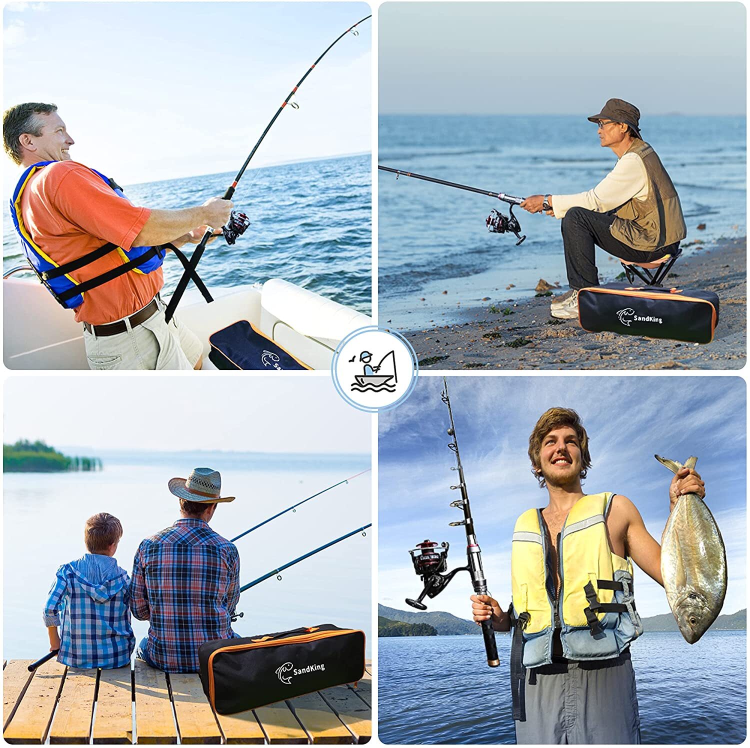 Carbon Fiber Telescopic Fishing Rod Pole Reel Combo Sea Saltwater Freshwater