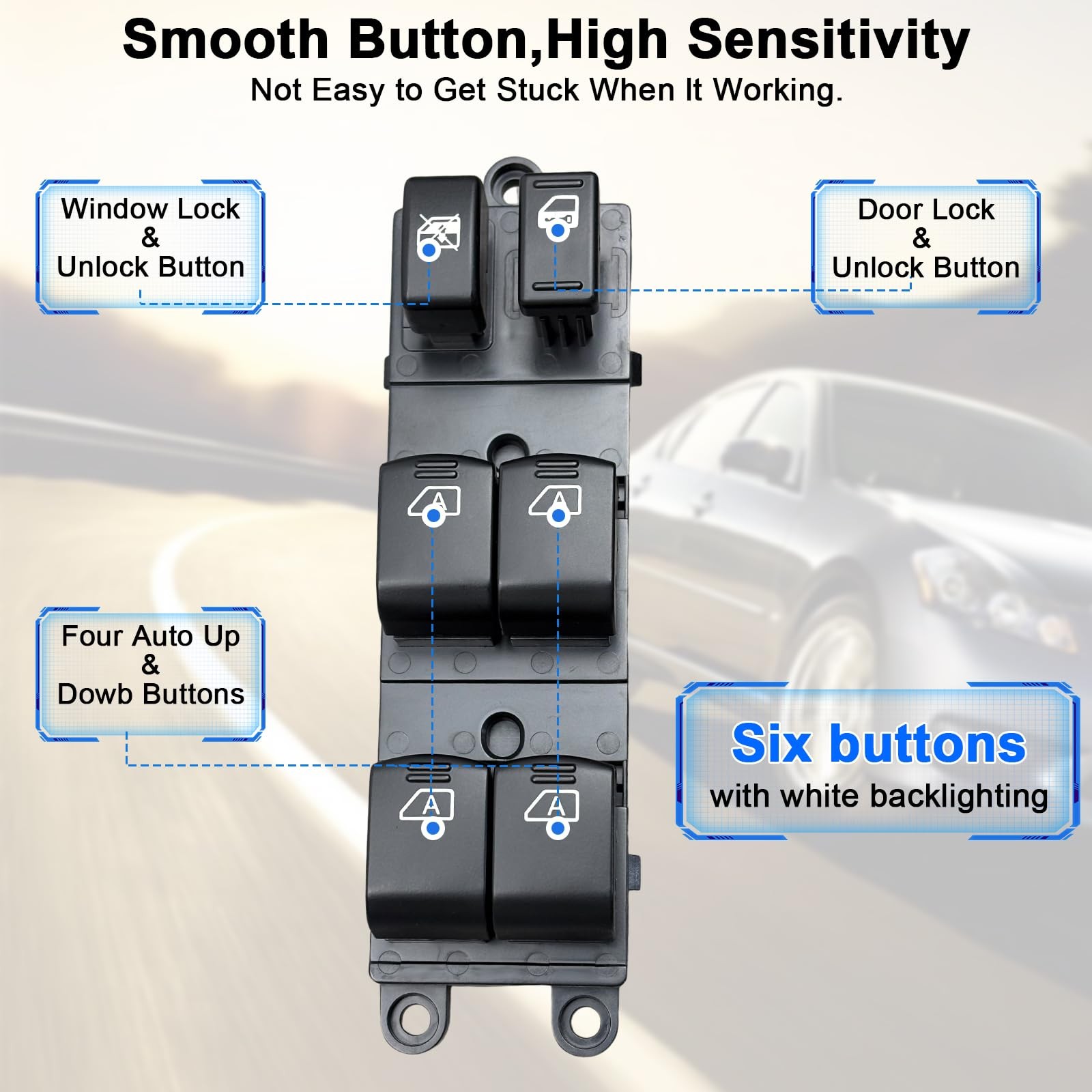 BELGEMAY 25401-EH100 Power Window Switch for 2006-2013 Infiniti M25 M35 Black