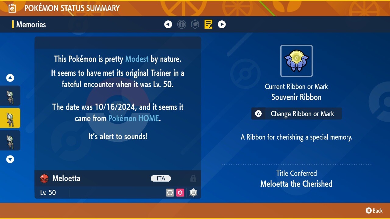 Meloetta Shiny Untouched IV October Home Event Untouched Pokémon Scarlet Violet