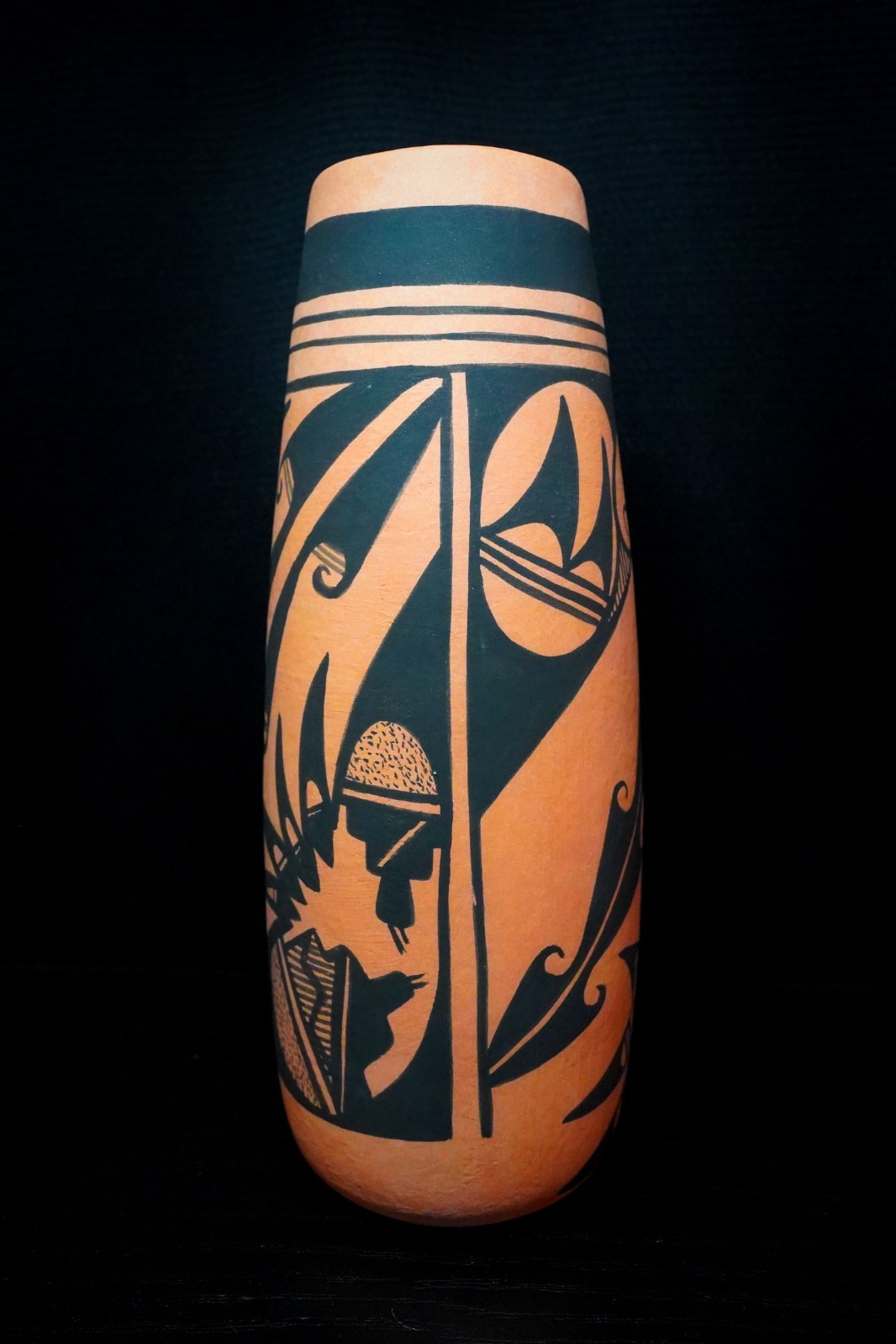 Signed W Polacca Hopi-Tewa Style Vase 7.75” Nampeyo Inspired Black on Red 1982