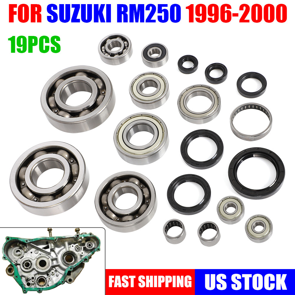 For Suzuki RM250 1996-2000 Bottom end Crank Transmission Bearing Seal Kit 19 PCS