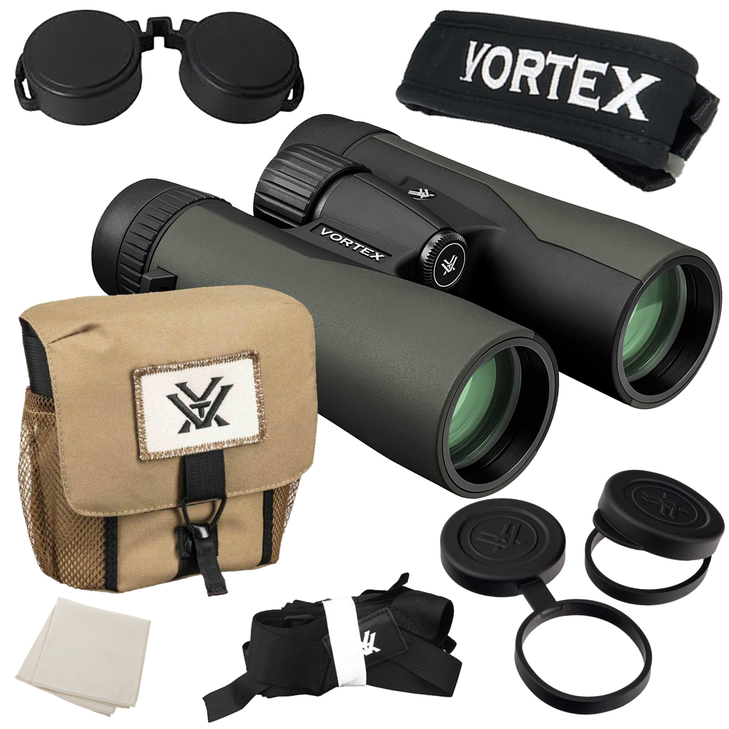 Vortex Optics Crossfire HD 8x42 Green Binocular w/ Free Camo Digital Hat Bundle