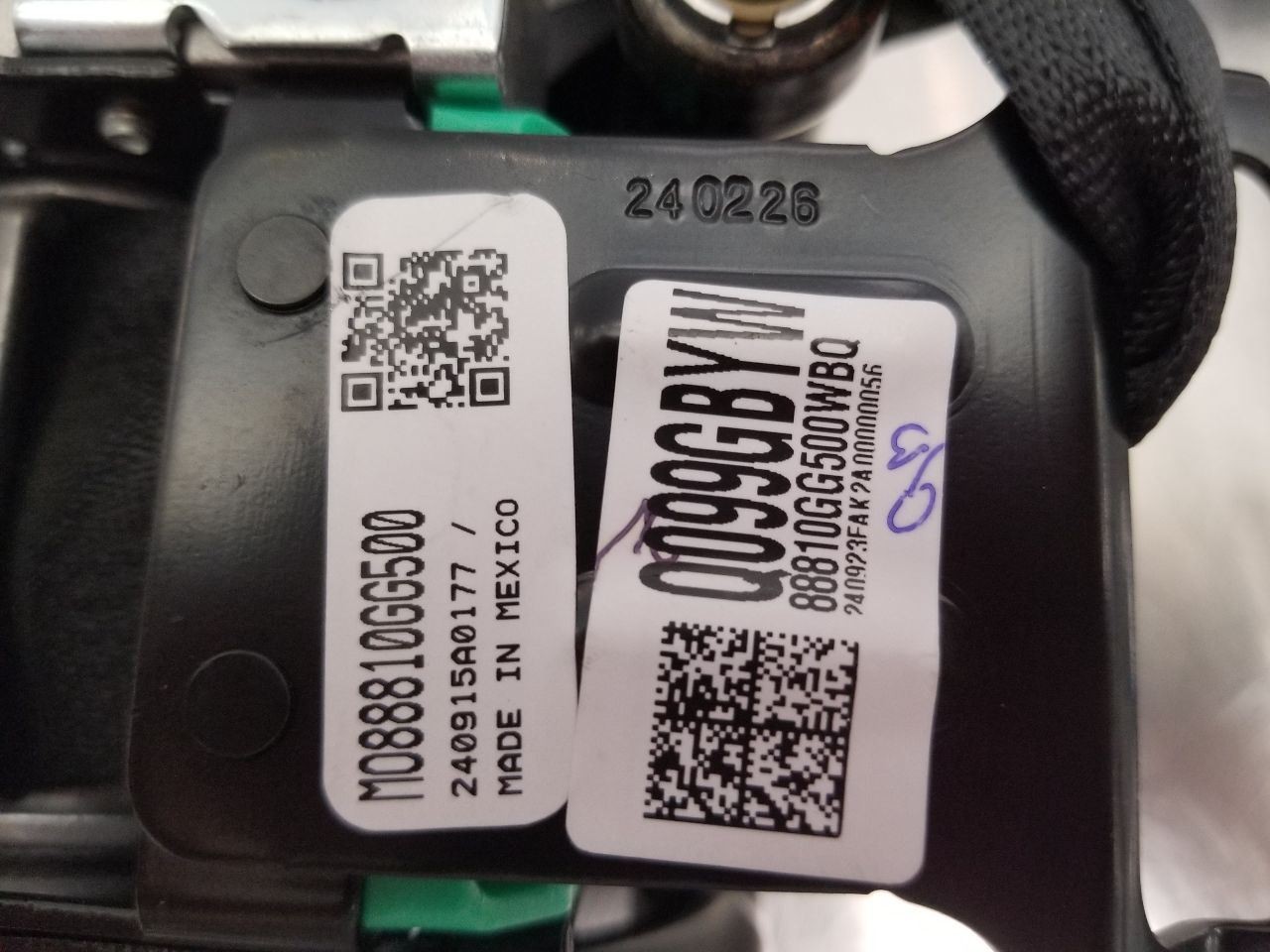 25 2025 KIA K4 GT-LINE FRONT BUCKET SEAT BELT RETRACTOR BLACK LEFT DRIVER