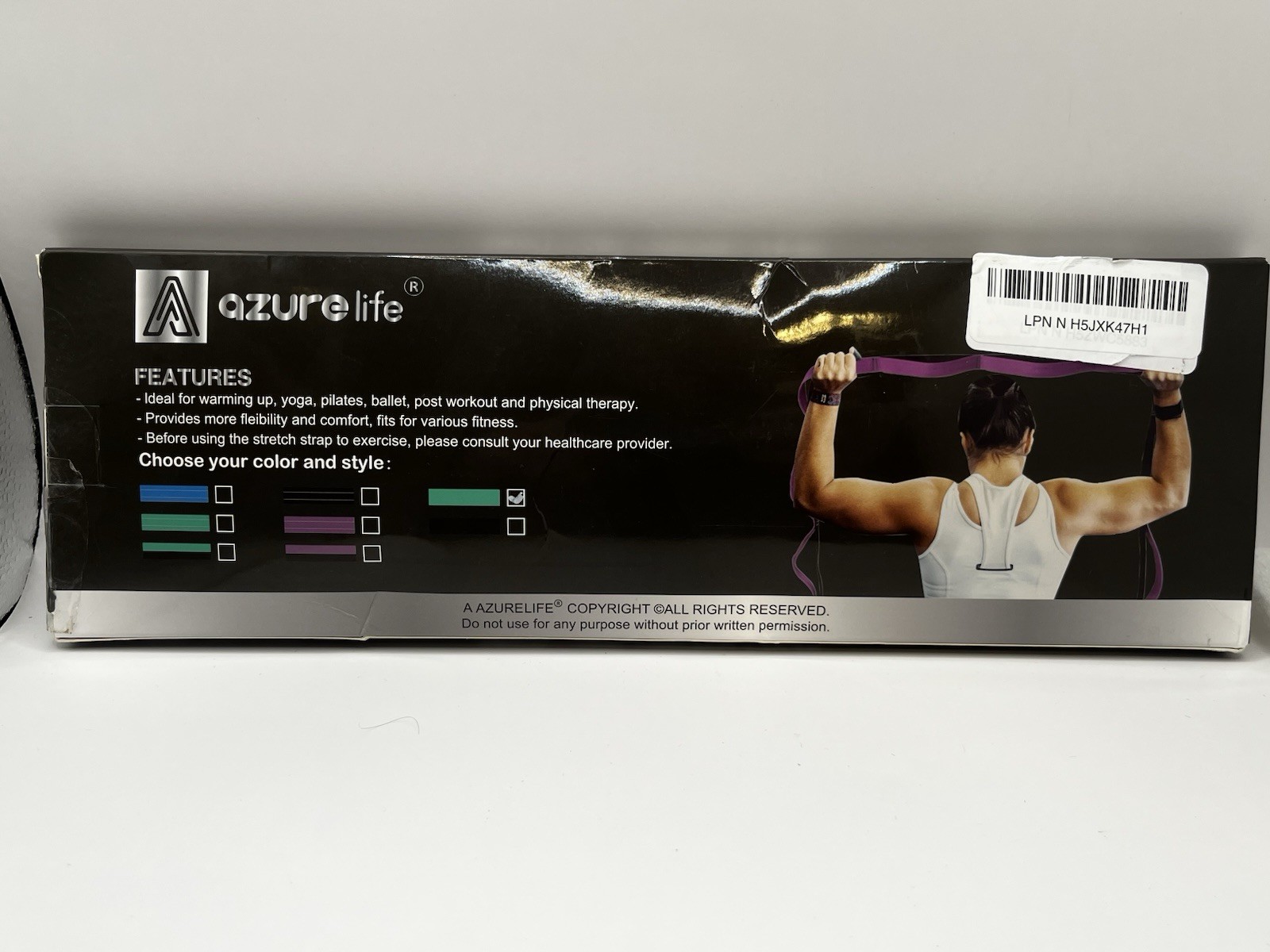 AZURELIFE Stretch Strap with 11 Loops, Elastic Stretching Strap Band Green