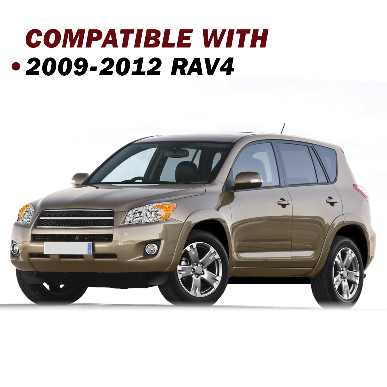 Left+Right Headlights Assembly W/Bulbs For 2009-2012 Toyota Rav4 Halogen Chrome