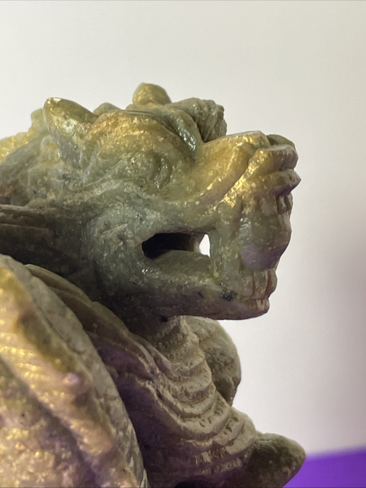 Chinese Stone TRIPOD Jar Lidded Dragon Lion Carved Two Piece Incense Burner