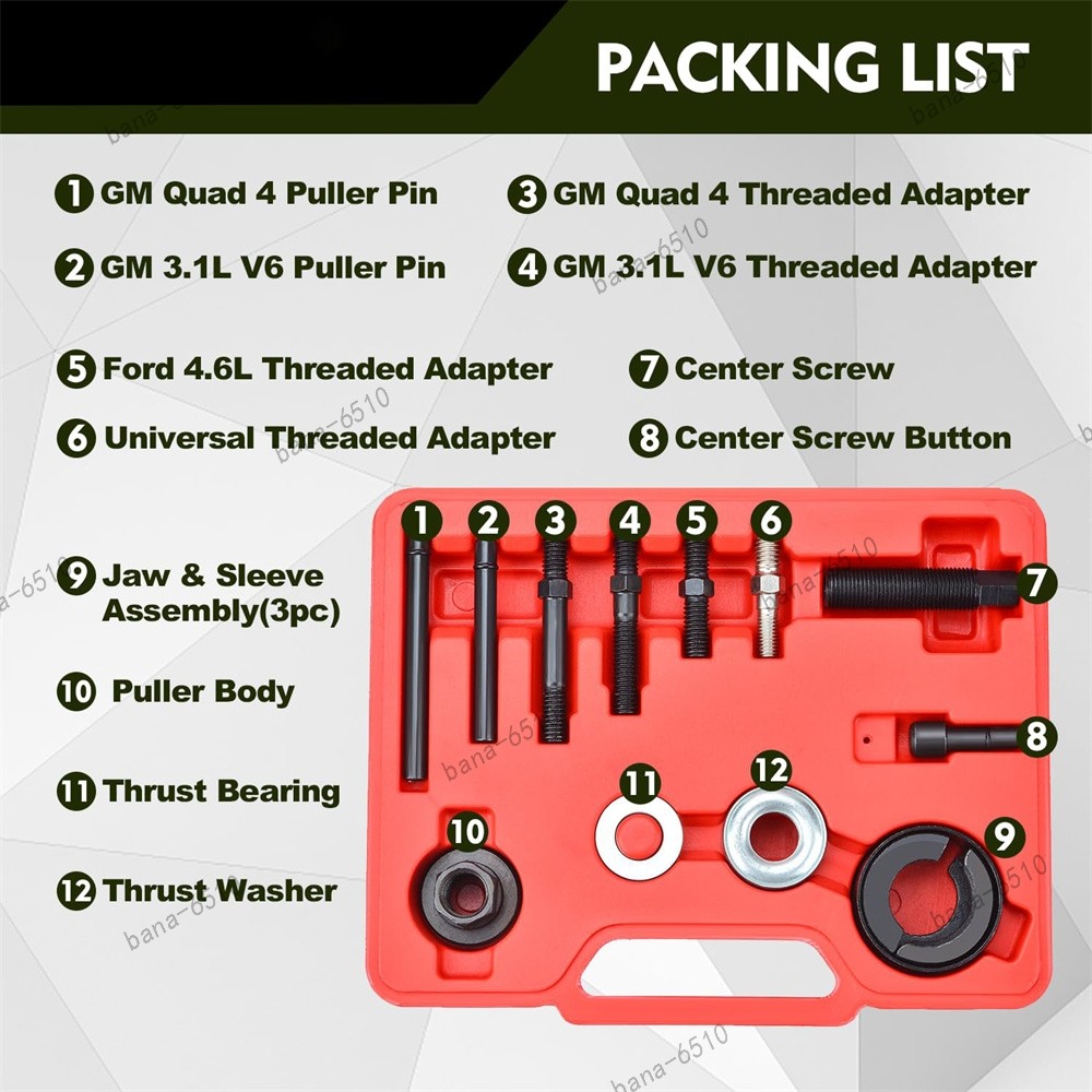 13PCS Power Steering Pump Pulley Puller Remover & Alternator Installer Tool Kit