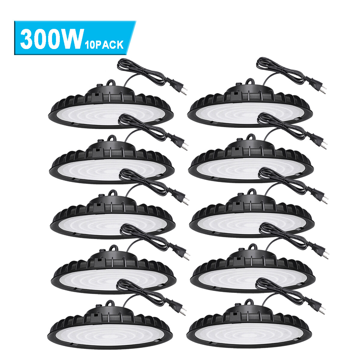 10Pack 300W UFO Led High Bay Light 300 Watt Shop Gym Industrial Commercial Light