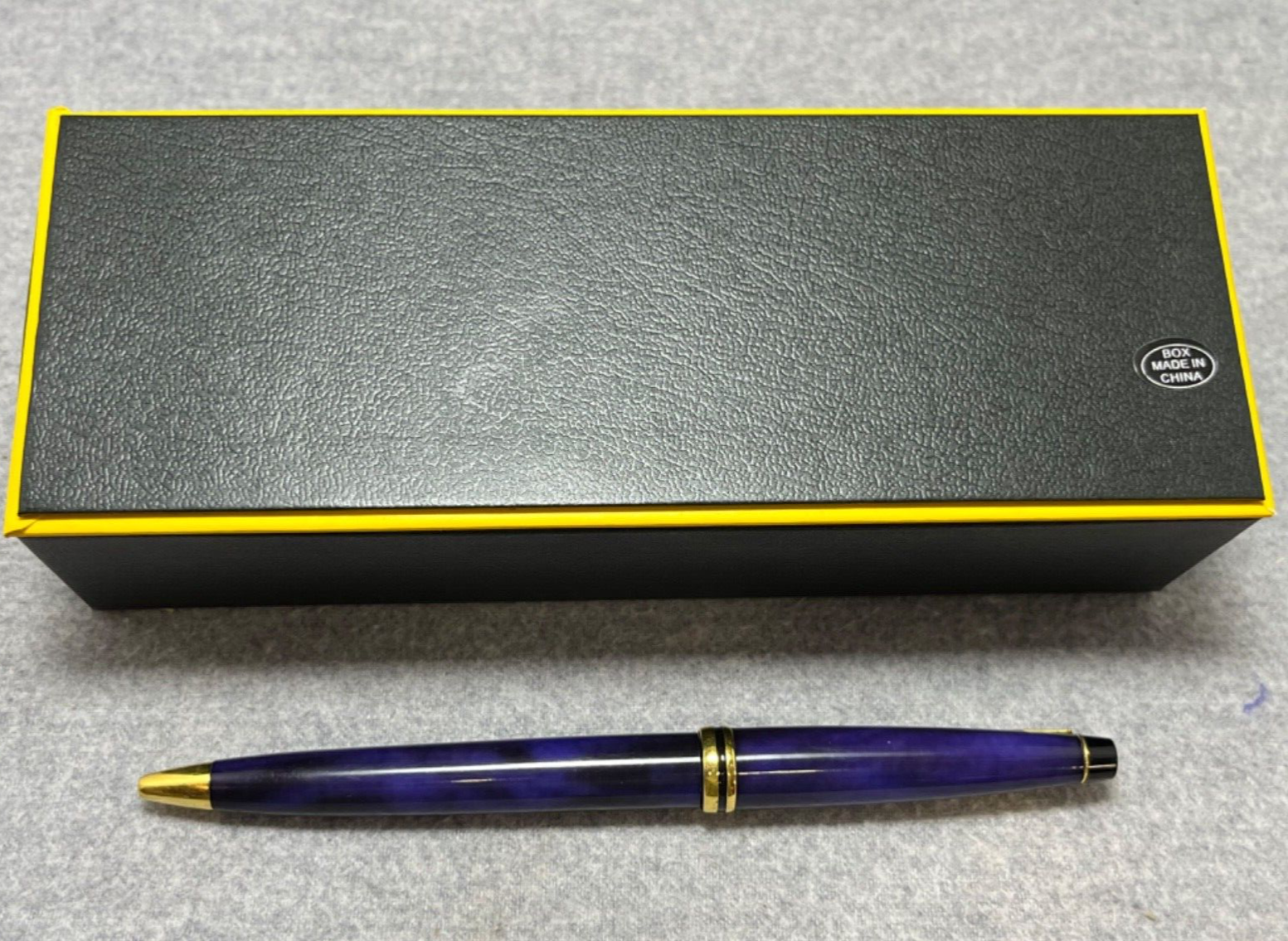 VTG Cross Radiance Blue/Black Swirl & 22K Gold Trim Ballpoint Pen + Premium Box