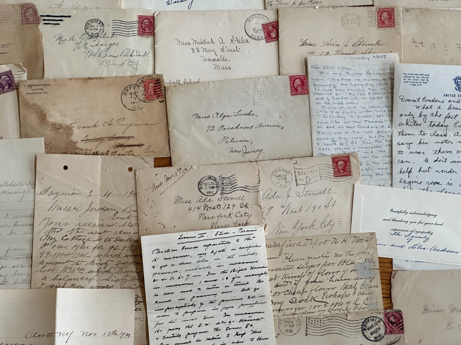 60 Pc. Mixed Correspondence Letter Lot 1885-1940s Vintage & Antique Old US Mail