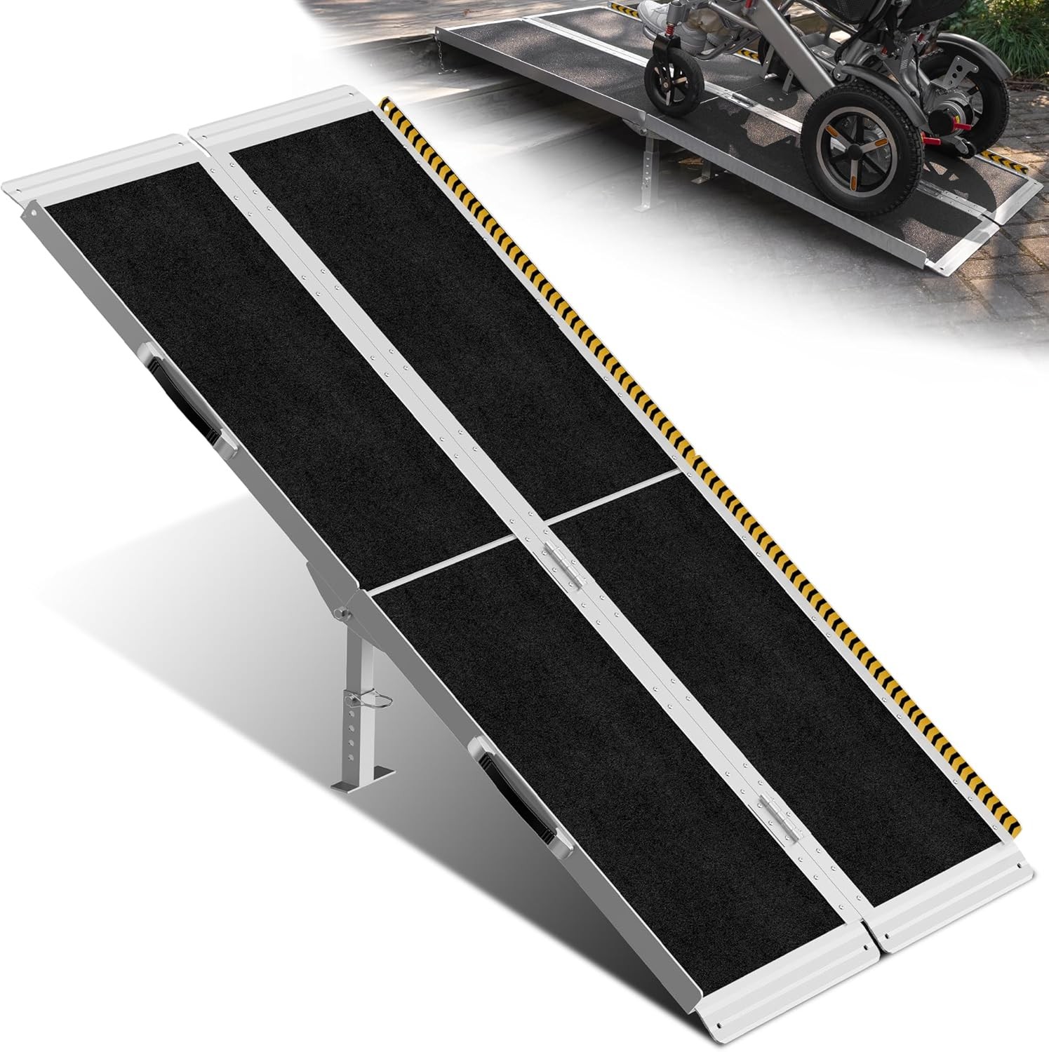 5ft Wheelchair Ramp with 4 Support Legs Aluminum Ramps for Home Steps & Stairs